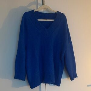 Express Women's V-Neck Sweater in Royal Blue